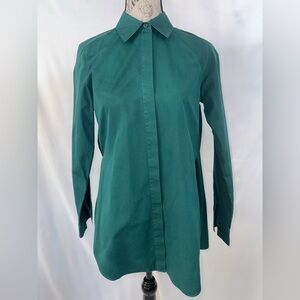 EUC: LAFAYETTE 148 Italian Sculpted Cotton Carolyn Shirt In Cedar (v)